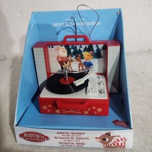 Rudolph Red and White Animated Ornament